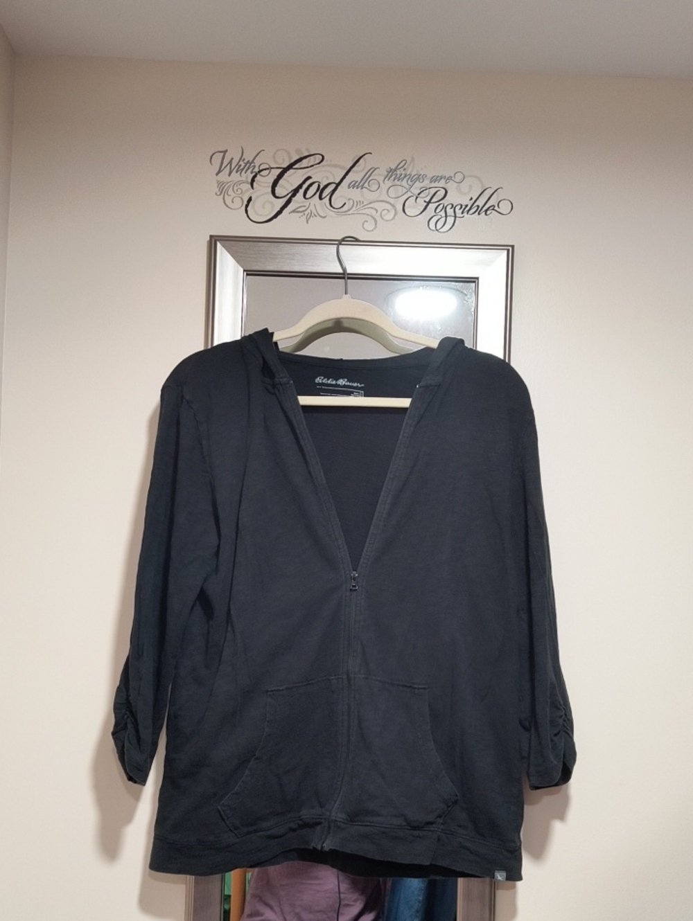 Eddie Bauer Black Full-Zip Hooded Utility Jacket